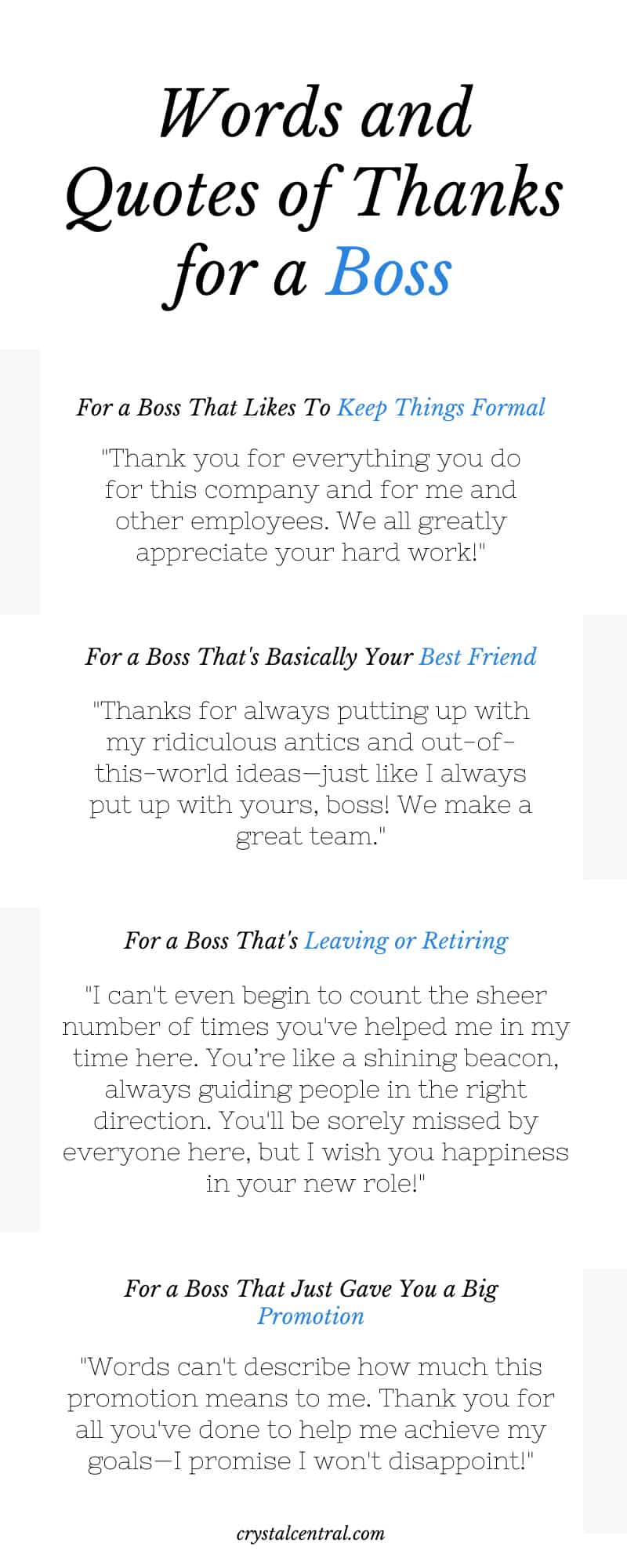Words and Quotes of Thanks a Boss