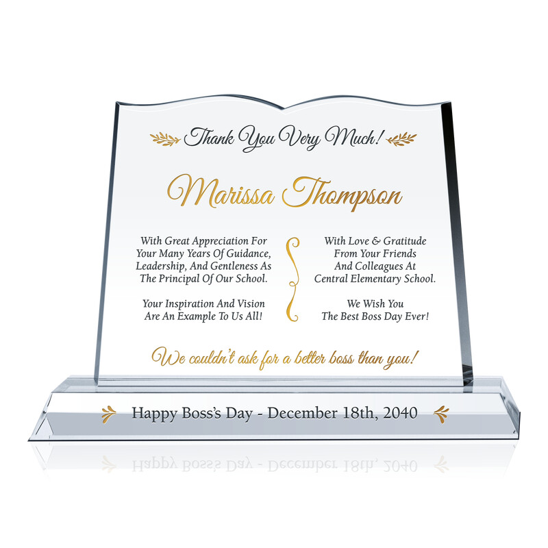 Thank You Boss Day Plaque Idea - Wording Sample by Crystal Central