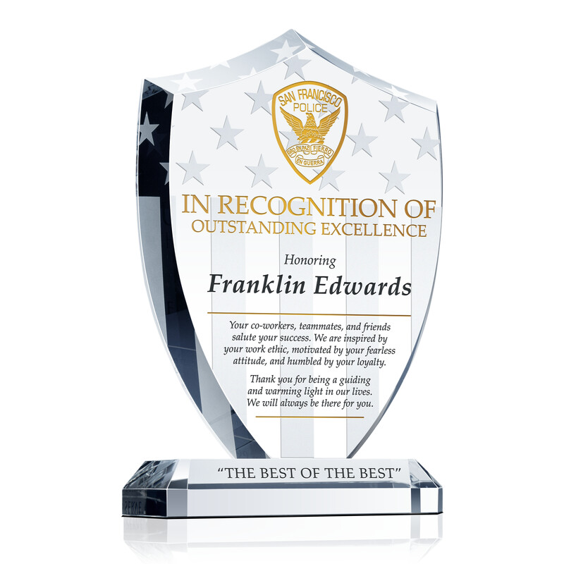 Police Recognition Award Plaque - Wording Sample by Crystal Central