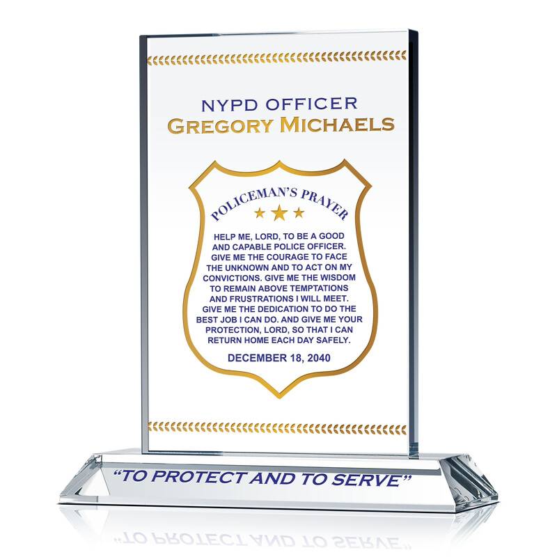 Police Prayer Plaque with NYPD motto