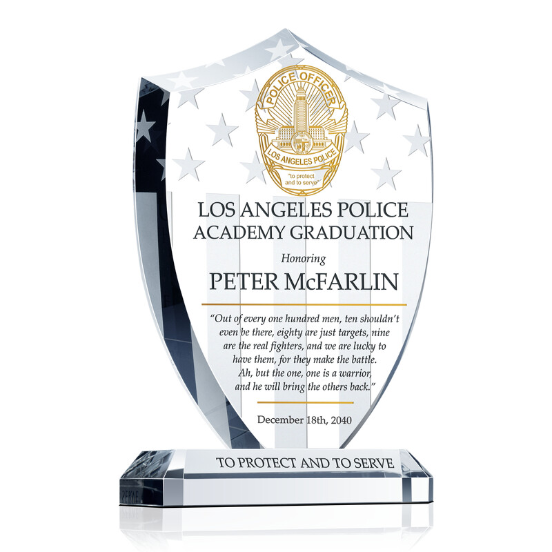 LAPD Academy Graduation Award Plaque - Wording Sample by 