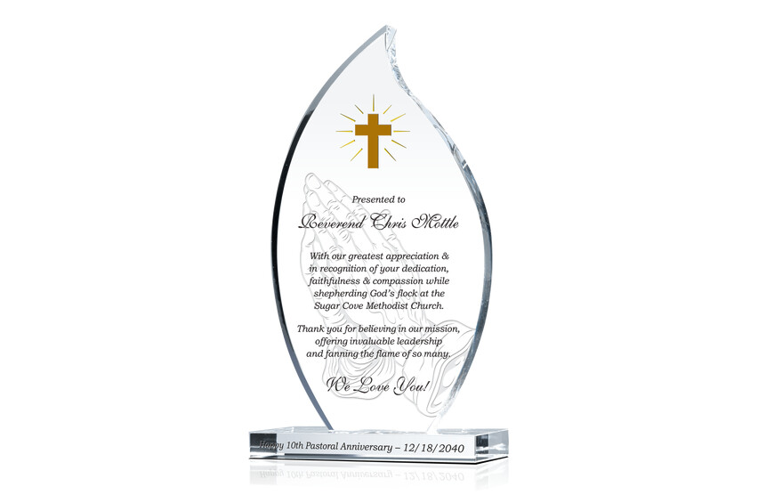 Pastor 10th Anniversary Gift Plaque - Crystal Central